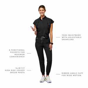 กางเกงสครับสำหรับผู้หญิงผู้ชายกางเกงพยาบาลขัดผิวมี6กระเป๋า - Product Image 5