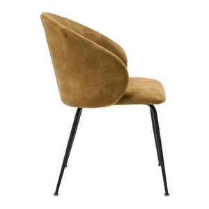 Sedia da Pranzo Curva in Velluto <span class=keywords><strong>Color</strong></span> <span class=keywords><strong>Senape</strong></span> con Gambe in Metallo, Stile Mid-Century Modern per <span class=keywords><strong>Cucina</strong></span> e Soggiorno - Product Image 4