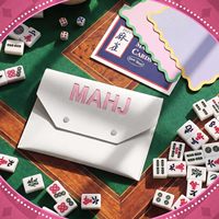 Weiße Leder-Mahjong-Karten-Clutch-Hülle für Karten, Mahjong-Zubehör, Schutzhülle mit Mahjong-Set