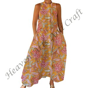 Combinaison bohème imprimée Bagru, tissée à la main, pour la danse estivale, la plage, vêtements bohèmes pour le printemps/été, adultes, nouvelles arrivées d'automne, Bagru - Product Image 2