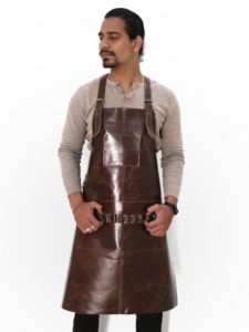 High Quality Leather <b>Work</b> Restaurants Workshop <b>Apron</b> With Leather Pockets Kitchen Cooking <b>Apron</b> Barber Bbq - Product Image 4