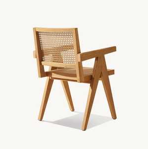 Outdoor <b>Teak</b> Wood Dining <b>Chair</b> with Rope Weaving Modern Garden Patio Furniture - Product Image 4