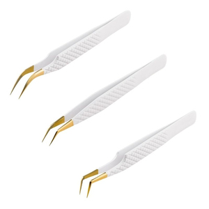 Pince à épiler d'extension de cils droite d'isolation classique professionnelle avec pointe d'or - Product Image 6