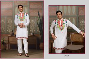 Dhwaja Export Premium Pure Cotton Embroidered & Multi-Thread Real Mirror Work <b>Kurta</b> Set Quick Dry for Formal Weddings and Diwali - Product Image 2