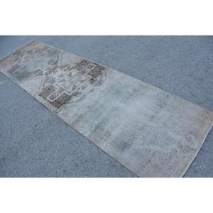 Vintage <b>Runner</b> <b>Rug</b> 2.9x10.5 ft (88x320 cm), Turkish Gray Moroccan <b>Rug</b> - Product Image 4