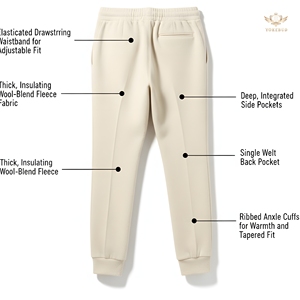 Pantalon d'hiver long de haute qualité pour hommes, pantalon de jogging doublé en polaire chaud, tenue décontractée, bas thermiques d'extérieur OEM/vente en gros - Product Image 5