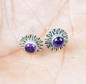 1 paire de boucles d'oreilles en argent sterling 925 avec améthyste violette naturelle, bijoux de créateur pour mariage et fête, cadeaux - Product Image 5