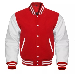 เสื้อแจ็คเก็ตขนแกะแฟชั่นสำหรับผู้ชาย คอตั้ง สไตล์วาร์ซิตี้เบสบอล ปักโลโก้ด้านหน้า กันลม - Product Image 5