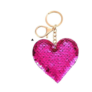 Porte-clés de broderie perlée de luxe Porte-clés perles de rocaille en forme de coeur porte-clés perlé rouge et multicolore d'Inde - Product Image 5