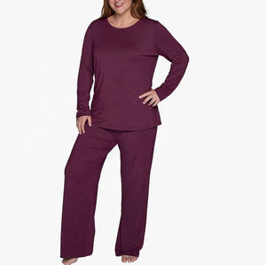 Ensembles de pyjamas d'hiver pour femmes 2026, en coton tissé, pour les vacances, vêtements de nuit à manches longues, doux, respirant, logo frontal personnalisable, taille ajustable - Product Image 2