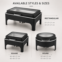 Ensemble de réchauds de buffet noir et or 9L en acier inoxydable, chauffe-plats noirs pour hôtels, traiteurs et restaurants