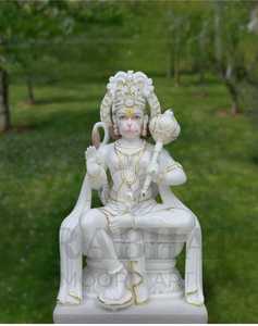 รูปปั้นหินอ่อนรูปลอร์ดหนุมานมานจิแบบดั้งเดิมทำด้วยมือสำหรับใช้ในร่มวัดสวนเทพเจ้าฮินดูแบบอินเดียขายส่ง - Product Image 1