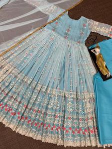 Traje DE TRABAJO bordado con Secuencia de diseñador de lujo Georgette exclusivo de tendencia con tela de calidad superior Dupatta para mujer - Product Image 2