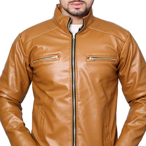 Chaqueta de cuero de invierno OEM personalizado de cuero suave bomber biker slim fit abrigo al por mayor de los hombres proveedor de fábrica de moda - Product Image 6