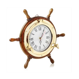 Wholesale Collectible <b>Wooden</b> Ship Wheel Brass Strips Eco-Friendly Wall-Mounted Nautical Gift Home Decoration Ornament - Product Image 1