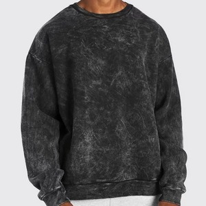 Men's Oversized <b>Crew</b> <b>Neck</b> Fleece <b>Sweatshirt</b> 100% Cotton Washed Knitted Casual Pullover Eco-Friendly Solid Color Winter Regular - Product Image 2