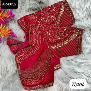 Ropa de boda india Heavy Hend Work Listo para usar Seda italiana suave pura con blusa Fuising de punto para sari y Lehenga Choli - Product Image 6