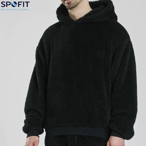 Custom Unisex Fleece <b>Sherpa</b> Winter Hoodies Mens Oversized Hooded Blanket Sweater High Quality Zipper Warm Pullover Hoodie 100% - Product Image 1