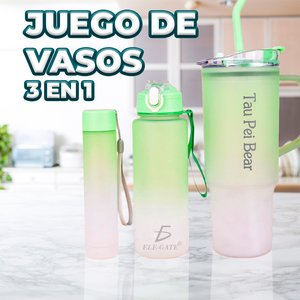 Set di Tre Bottiglie Sportive con Diverse Dimensioni e Tipi di Coperchi - Product Image 1