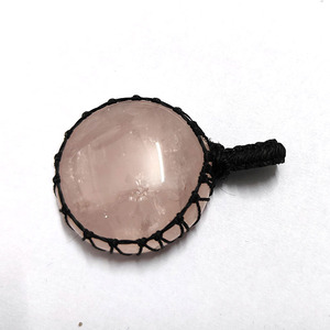 100% Natural Rose Quartz Round Cabochon Thread Wrapped Pendant Gypsy Look Unisex Pendant Christmas Gift Beach <b>Jewellery</b> - Product Image 2