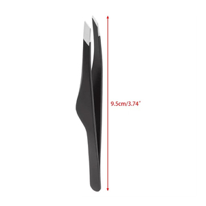 Pince à épiler de haute qualité à pointe inclinée en acier inoxydable avec revêtement noir, logo personnalisé OEM, outil de maquillage de beauté - Product Image 3