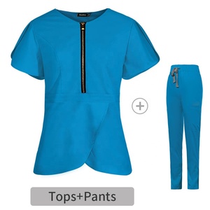 Uniformes d'infirmière de gommages médicaux manches de style tulipe avec ceinture à fermeture éclair médecins infirmières soignants uniformes de gommage d'hôpital pour femmes - Product Image 3