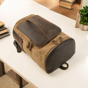 Hot Selling Custom Canvas Men Rock Travel Backpack Vintage <b>Rucksack</b> High Quality Durable Leather Hiking Backpack Bags - Product Image 3