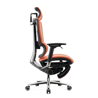 Fournisseur d'usine Foshan chaise de bureau en cuir véritable à dossier haut chaise d'ordinateur de direction ergonomique orange pour la maison