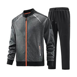 Premium 2 pièces Full Zip Sweat Suit Respirant Léger Manches Longues Solide Imprimé Gym Jogging Sport Survêtement pour L'hiver - Product Image 1