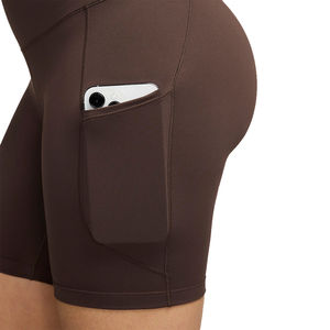 Pantalones cortos de yoga para gimnasio de cintura alta para mujer, pantalones cortos deportivos transpirables para entrenamiento físico, estilo informal con bolsillos con cierre de cintura elástica - Product Image 6