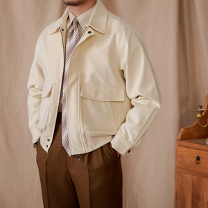 Autumn and Winter Men's Wool/Polyester Nonwoven Plain Dyed Streetwear Warm Handsome High Quality Versatile Casual Jacket - Product Image 5