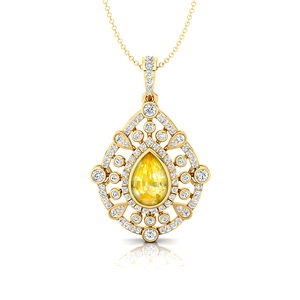 Colgantes y dijes finos hechos a mano zafiro amarillo natural y oro sólido diamante piedra natal joyería precios al por mayor a granel - Product Image 5