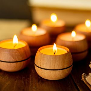 Candelabros de madera hechos a mano para velas votivas y velas de té Juego de 6 candelabros indios hechos a mano - Product Image 3