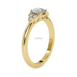 Bague ronde en diamant de laboratoire Bague d'anniversaire en or 14K avec couleur F VS1 Clarity Lab Created Jewelry for Her - Product Image 4