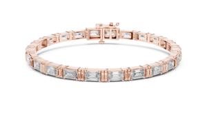 VDS Women's 18K Solid White <b>Rose</b> <b>Gold</b> Tennis <b>Bracelet</b> Emerald Cut Lab Grown Diamond IGI Certified Wedding Party Gift - Product Image 6