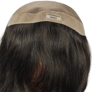 100% di spedizione rapida orientata all'esportazione all'ingrosso parrucche di pizzo europeo capelli umani parrucchino con capelli grigi da Bangladesh