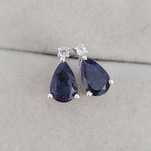 Blue Iolite Pear <b>Stud</b> <b>Earrings</b> 925 Sterling Silver Handmade Gemstone Jewelry Elegant Minimalist Gift For Women - Product Image 5