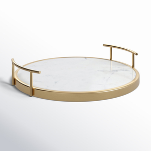 Bandejas de comida redondas de mármol ecológicas para uso en el hogar y el restaurante Bandejas de servicio de mármol para decoración de bocadillos de comida - Product Image 5