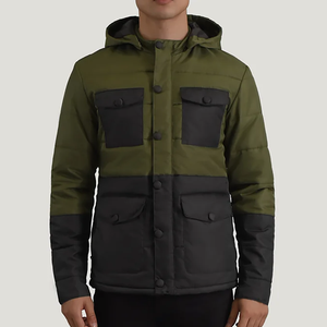 Chaqueta Bomber para Hombre, Ecológica, de Lona, Cortavientos, con Capucha y Cuello Alto, Cierre Frontal con Cremallera, Estilo Casual de Invierno, Servicio OEM - Product Image 2