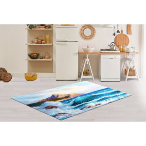 Tapis imprimé paysage naturel, lavable en machine, antidérapant, avec poils doux - Product Image 2