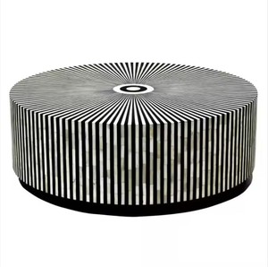 Table d'appoint en bois de luxe de haute qualité Ariel Capiz Design moderne incrustation de nacre ensemble de tables basses blanches pour le salon - Product Image 2