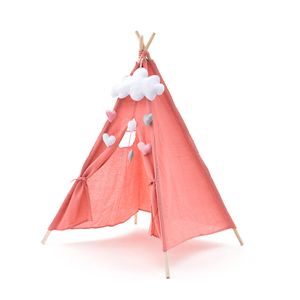 Tienda de campaña infantil rosa ROBINCOOL, tipi Montessori plegable para uso en interiores y exteriores, tienda de juegos estilo indio - Product Image 1