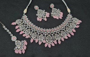 <b>Beautiful</b> Fancy Design High Gold Plated Party Wear Choker Necklace Set Stainless Steel Kundan Jewellery Zircon for Special - Product Image 2