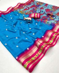 ผ้าไหมคอตตอนลายพิมพ์ล่าสุดสำหรับผู้หญิงจากอินเดีย เหมาะสำหรับงานปาร์ตี้และงานแต่งงาน เสื้อผ้าอินเดีย - Product Image 4