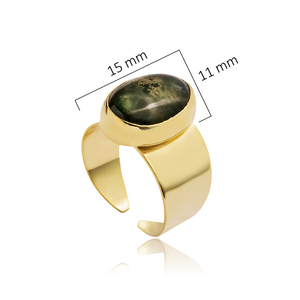 Moos Agate Stone Bague ovale ajustable Vente en gros de bijoux fins pour femmes Trendy Cute Design Bijoux en argent sterling 925 - Product Image 2