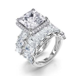 Jeulia Vintage Radiant Cut Moissanite <b>Wedding</b> <b>Ring</b> <b>Set</b> in Sterling Silver <b>for</b> <b>Women</b> - Product Image 4