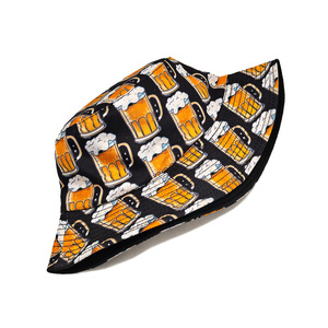 หมวกถังเบียร์การ์ตูนหมวกชาวประมงพิมพ์เบียร์หมวกปานามาโพลีเอสเตอร์สองด้านใช้ได้ทั้งชายและหญิงกลางแจ้งชายหาดท่องเที่ยวใหม่ - Product Image 4