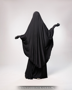 Thoughtful and Practical Modest for Black Jersey Jilbab Handmade Plus Size <b>Gift</b> for Ramadan and Eid - Product Image 3