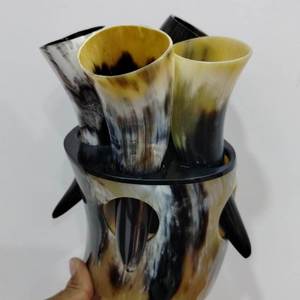 Artesanías naturales Taza y tazón de cuerno de búfalo vintage-Uso de fiesta Ecológico Hecho EN LA India - Product Image 3