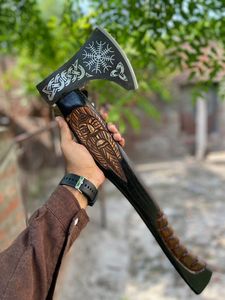 Traditional Camping Outdoor Survival Hatchet <b>Axe</b> Sharp Viking Tomahawk <b>Chopping</b> Hand <b>Axe</b> Hand Made Carbon Steel Viking <b>Axe</b> - Product Image 6